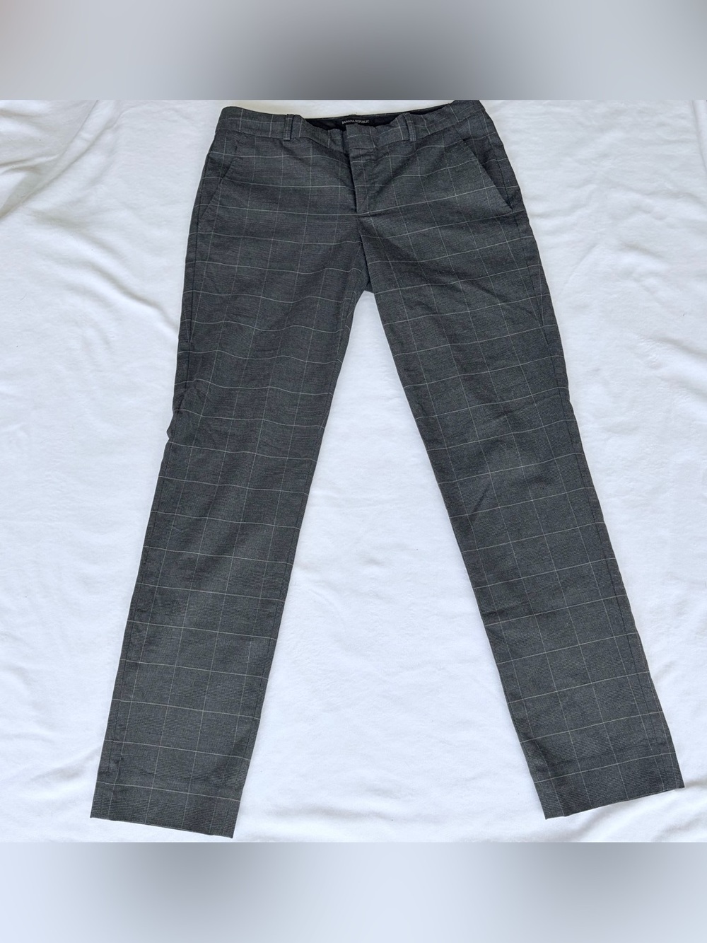 Banana Republic Classic Charcoal Gray Windowpane Dress Pants